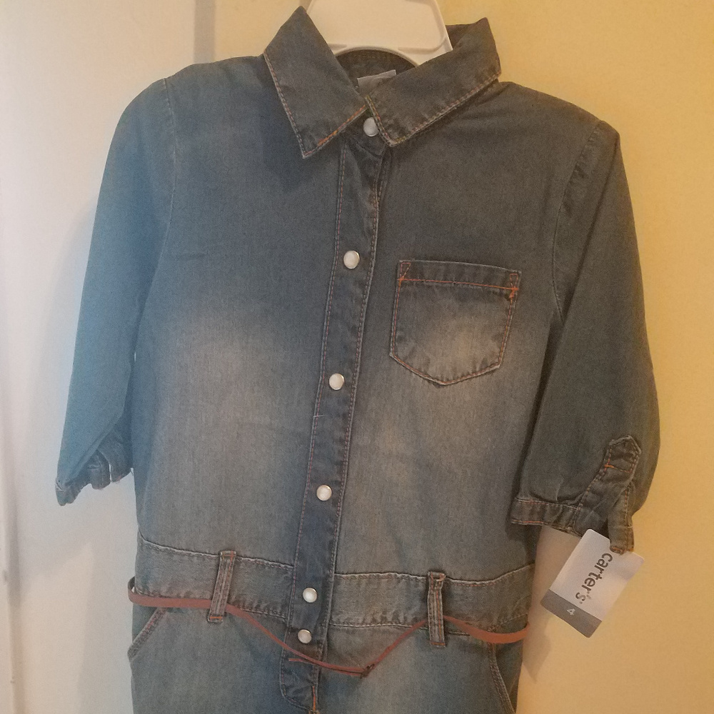 NWT Carter's Girls Blue Denim Dress, Size 4
